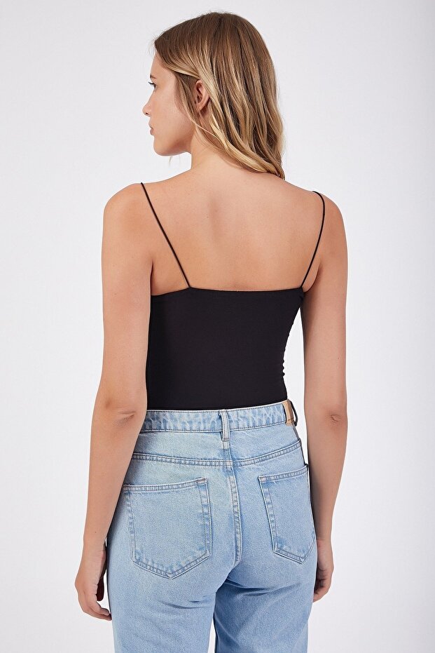 Kadın Siyah Ip Askılı Bluz - 3