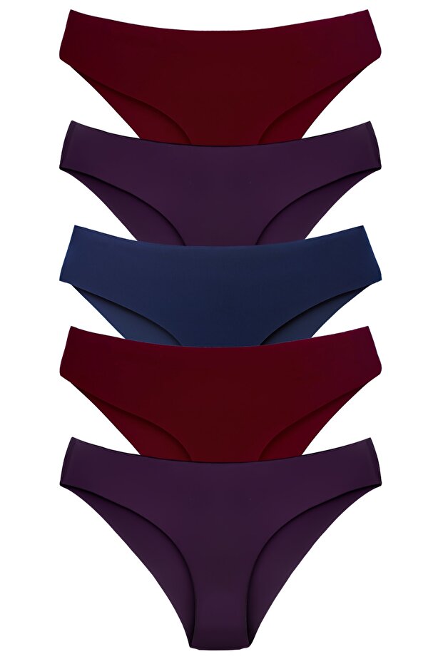 5-Piece Interlock Fabric Laser Cut Seamless Non-Marking Slip Women's Panties