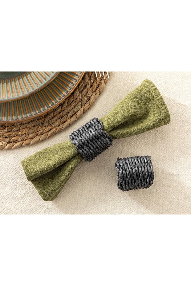 Trikote Rafya 2-Piece Napkin Ring 5 cm Black