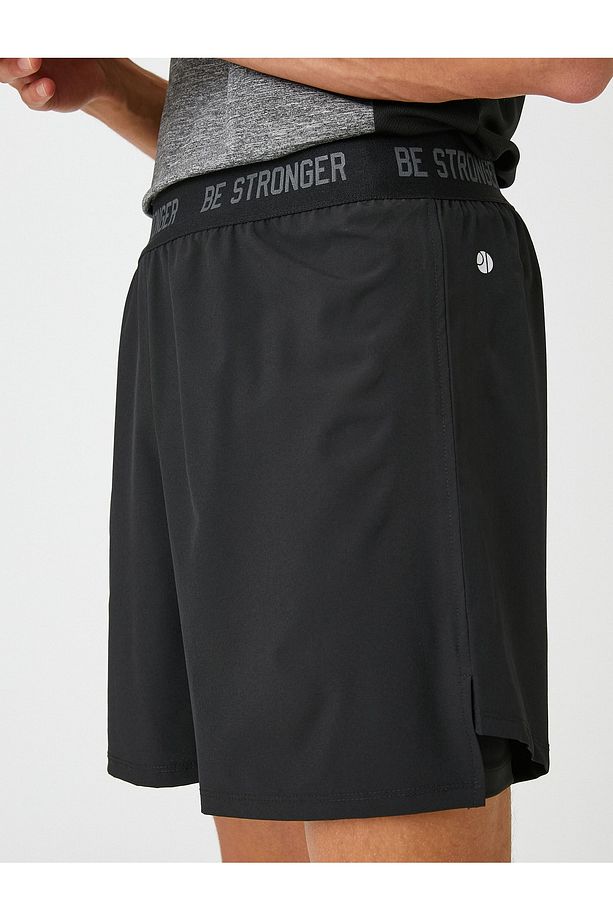 Basic Spor Şort Slogan Baskılı - 3