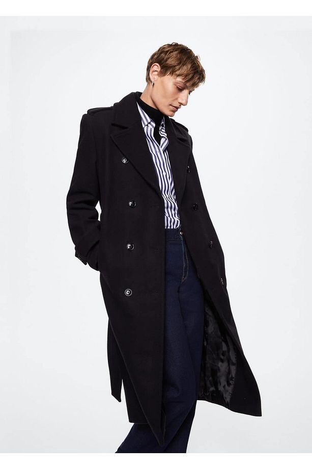 Oversize Saf Yün Trençkot - 1