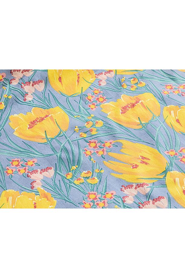 Tulip Paradise Kolay Ütülenir Tek Kişilik Nevresim 160x220 Cm Mavi - 4