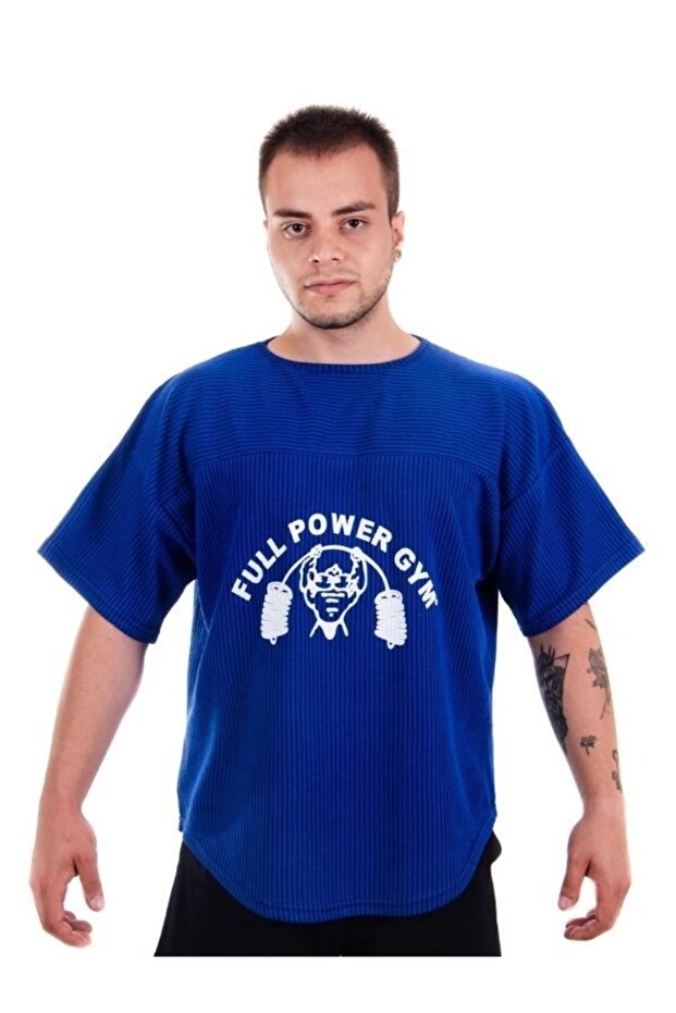 Gym Ragtop Sports T-Shirt Navy Blue (Striped)