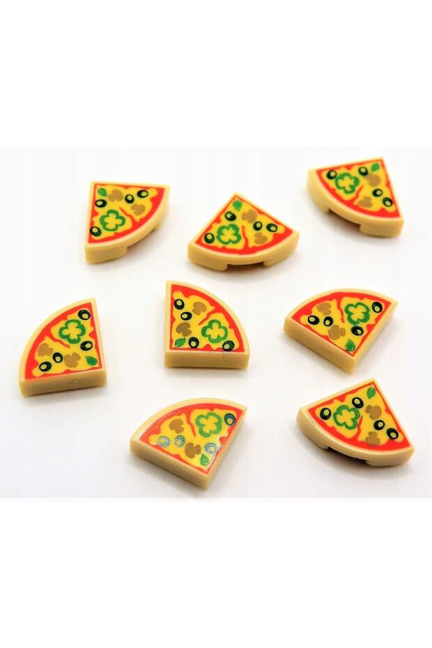 Orjinal Custom Moc Aksesuar Creator Tile 1 X 1 Baskılı Yuvarlak Fayans Taba Pizza Dilimi 2 Adet - 1