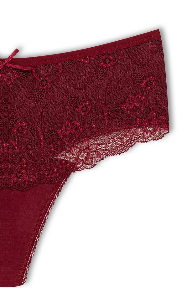 5li Önü Dantel Yüksek Bel Büyük Beden Kadın String - 8