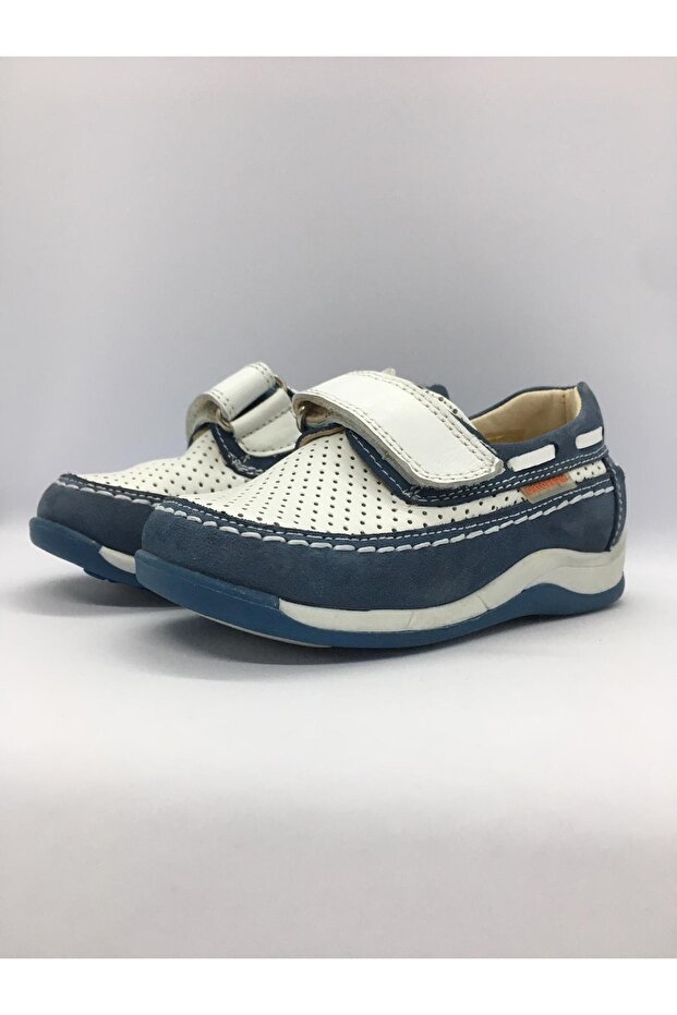 Çocuk Ayakkabı 0116 - Kot Nubuk Beyaz Deri - 2