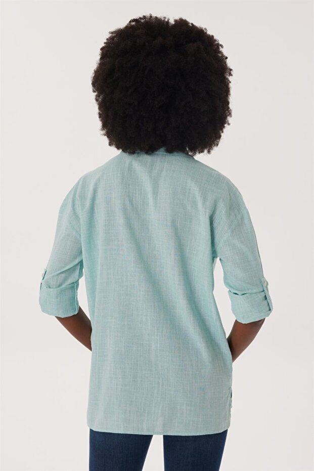 Mındy Kadın Dokuma Gömlek Mınt - 2