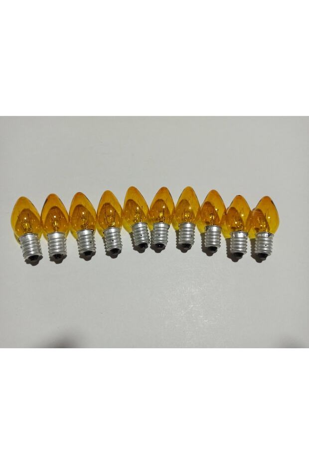 (10 Adet) Sarı Renkli E14 Mum Ampül Tuz Lambası Ve Gece Lambası Ampulü Sarı (10 Adet) - 1