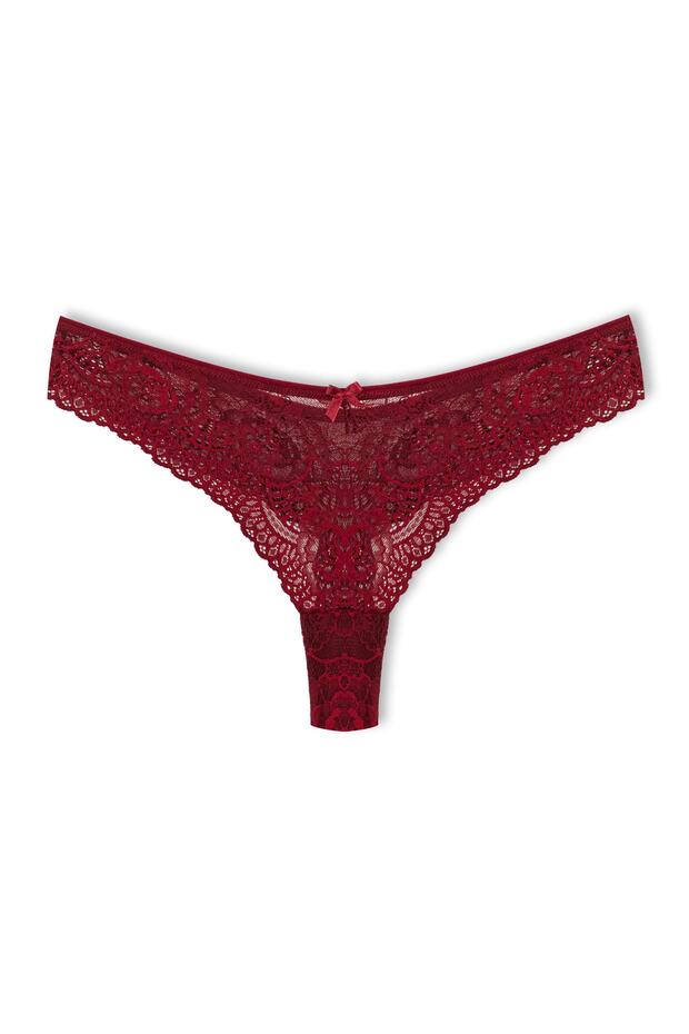 Bordo Dantelli String Tanga Külot - 1