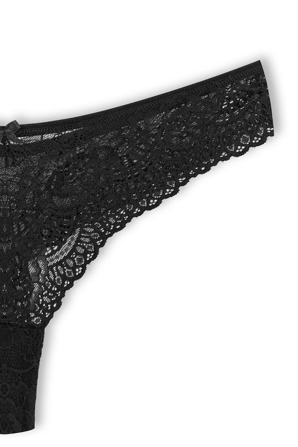 Siyah Dantelli String Tanga Külot - 3
