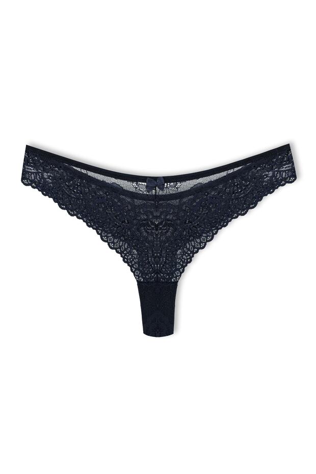 Lacivert Dantelli String Tanga Külot