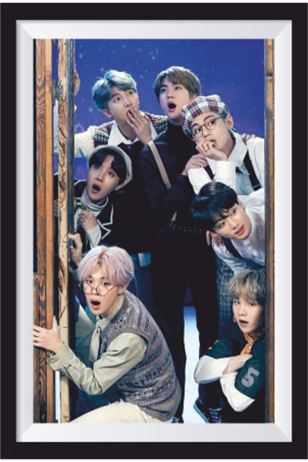 ملصق خشبي بمظهر إطار K-pop Bts-7