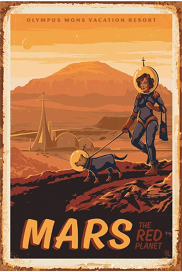 ملصق خشبي قديم من Fun Space and Planets Mars