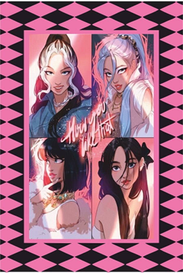 K-Pop Black Pink Frame Look Retro Wooden Poster-7