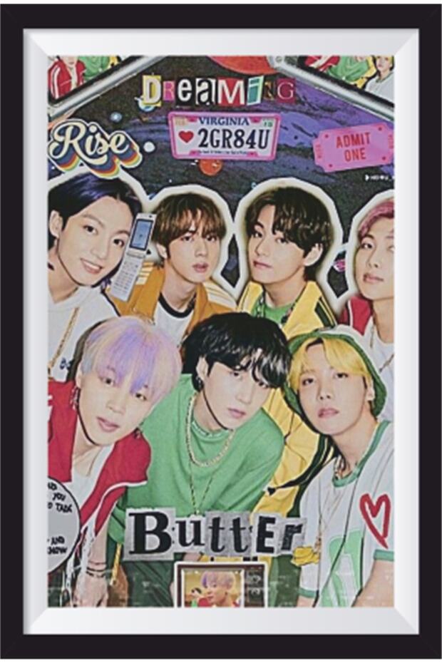 ملصق خشبي بمظهر إطار K-pop Bts-16