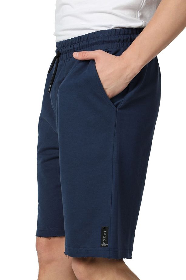 Erkek Paça Detaylı Şort Indigo - 1