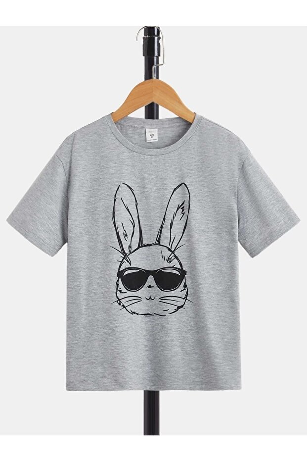 Crew Neck Rabbit Printed Girl/Boy T-Shirt