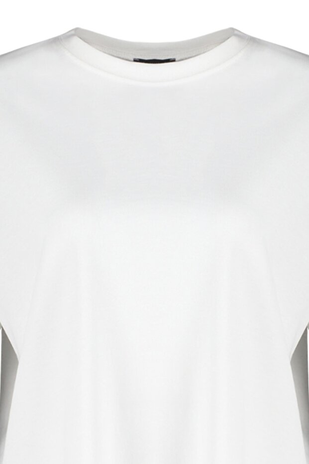 Ecru 100 % dicke Baumwolle, Oversize/Schnitt in weiter Passform, gestricktes T-Shirt mit Rundhalsausschnitt TWOSS23TS00040 - 7