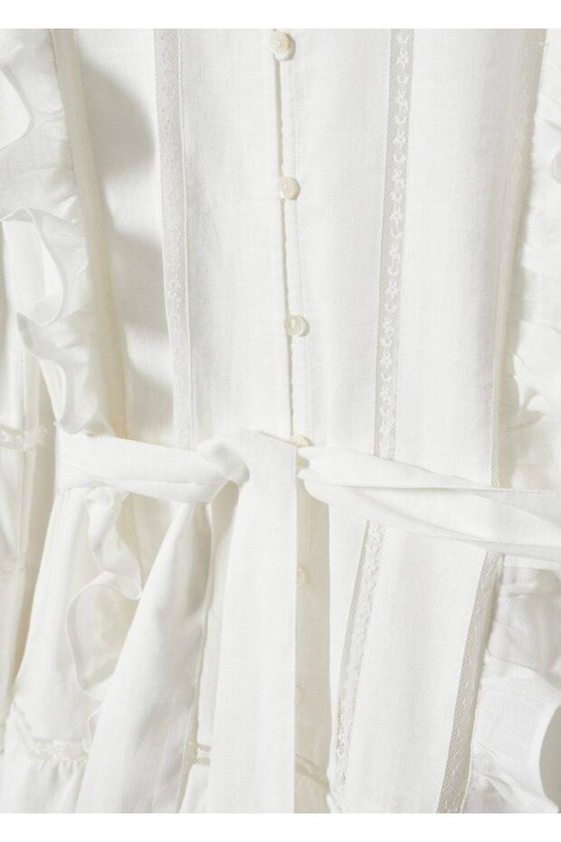 Fırfır Dantelli Elbise - 7