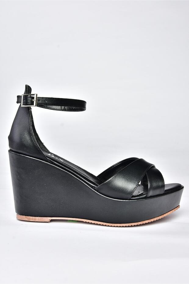 Női fekete éksarkú cipő - 3