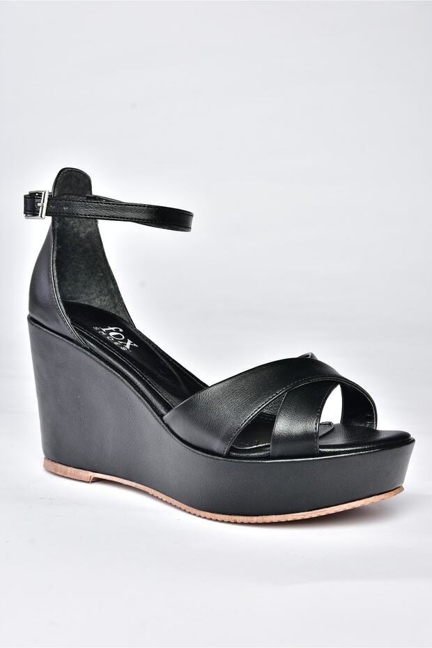 Női fekete éksarkú cipő - 4