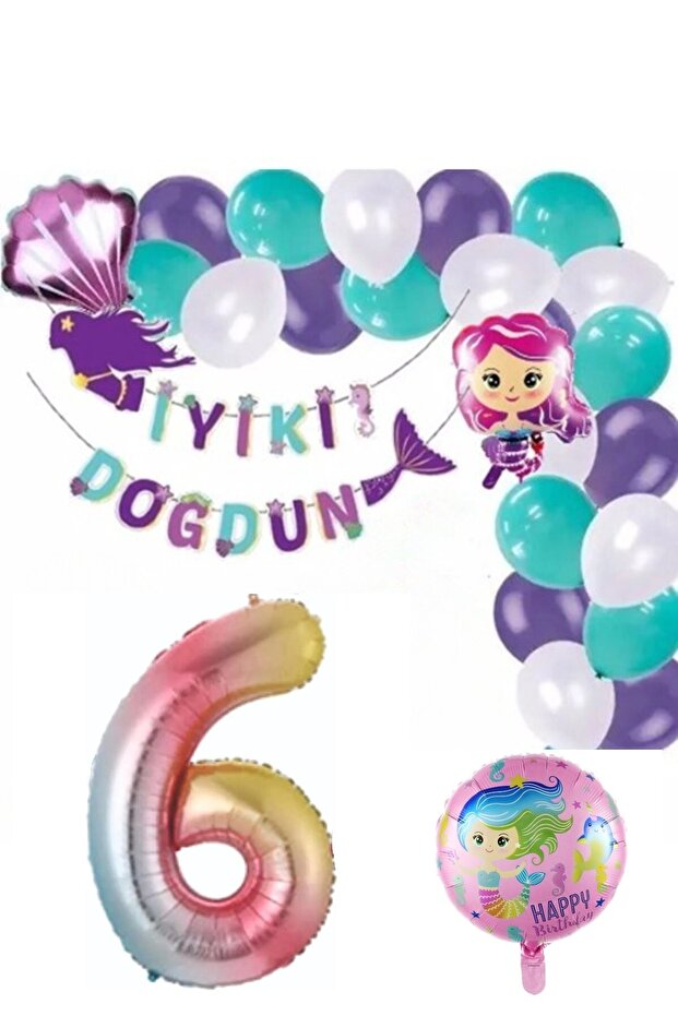 6 Year Old Mermaid Concept Birthday Set Birthday Party Ornament