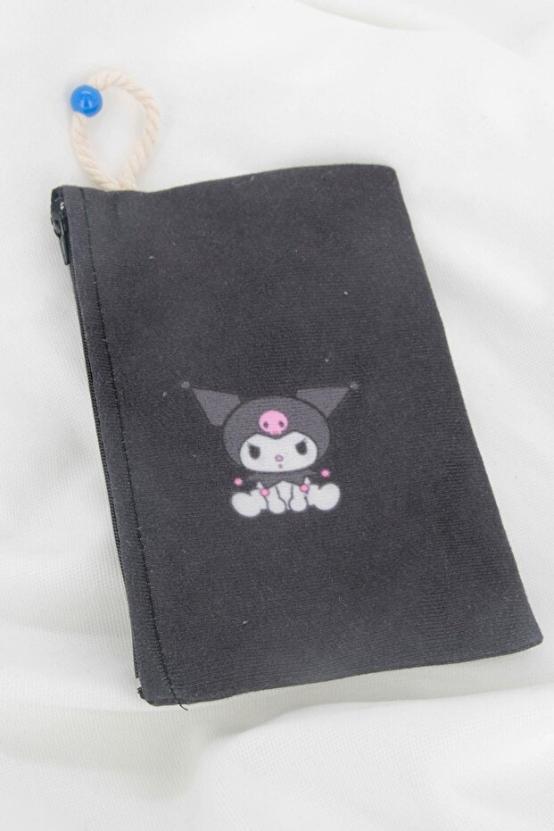 Anime Kuromi Face Designed Cloth Pen Holder or Makeup Bag
