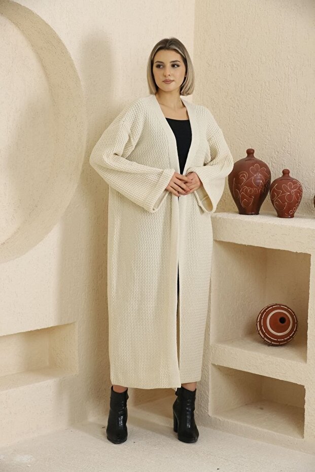 Oversize Örme Uzun Triko Hırka - 6