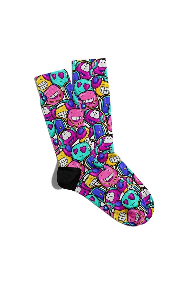 Fun Socks Unisex Happy Emojis Music Printed Socks Ecsoket180