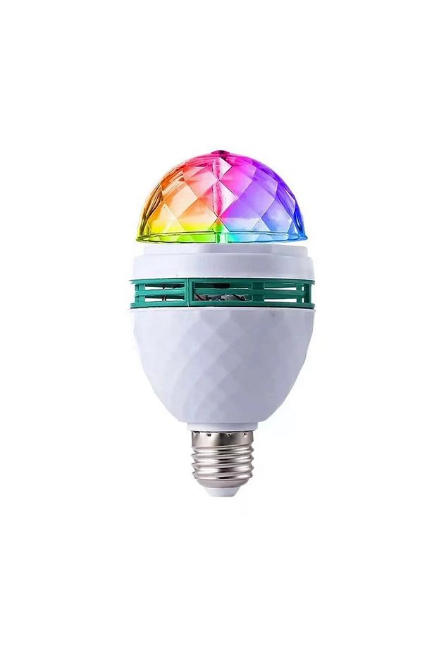 Renkli Led Döner Başlıklı Disko Topu Ampül Gece Lambası 3 Watt Fiş Aparatlı Renkli Disco Ampül - 6