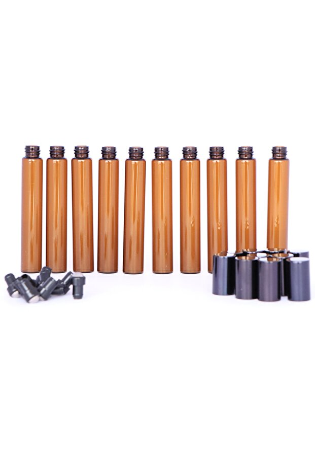 Amber Metal Bilyeli Roll-on Cam Şişe 10 Ml - 10 Adet - 1