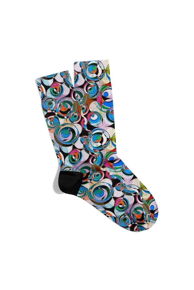 Fun Socks Colorful Geometric Ethnic Pattern Printed Socks Ecsoket398