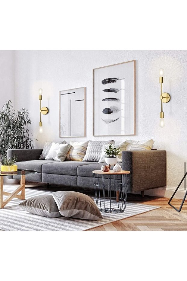 Eskitme Gold Sarı Modern Duvar Aplik Şık Görsellik Katar - 4