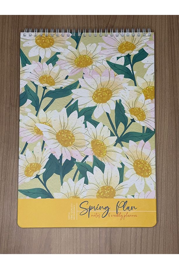 Spring Plan Spiralli Sert Kapak Haftalık Planlayıcı Ve Çift Notluk A4 54 Yaprak - Kalem Hediyeli - 1