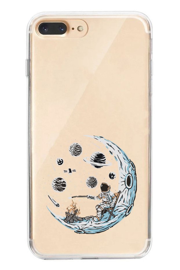 حافظة هاتف شفافة متوافقة مع هاتف Iphone 7/8 Plus "Astoronaut on the Moon".