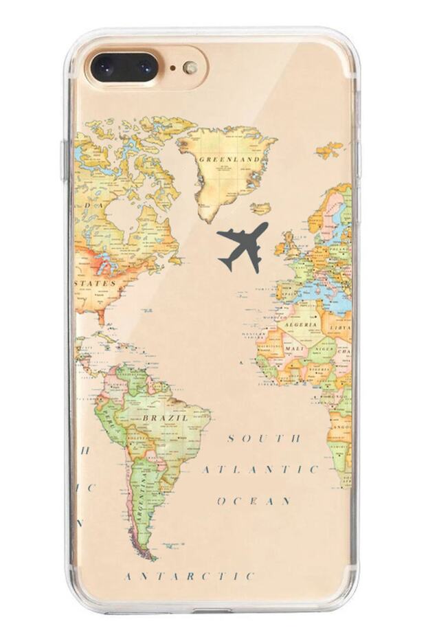 iPhone 7/8 Plus Compatible "World Map" Transparent Phone Case