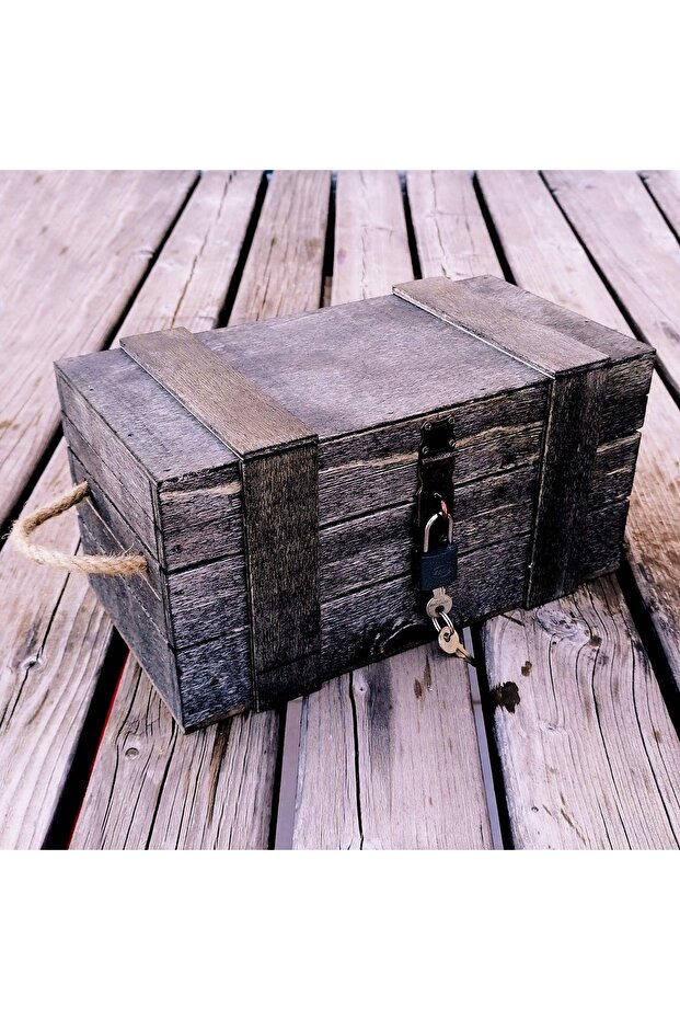 Black Wooden Locking Box Memory Box Gift Box Storage Box Multi-Purpose Wooden Box - 2