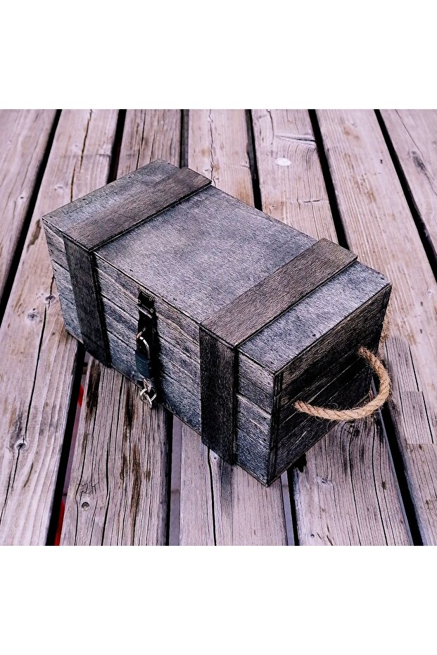 Black Wooden Locking Box Memory Box Gift Box Storage Box Multi-Purpose Wooden Box - 3