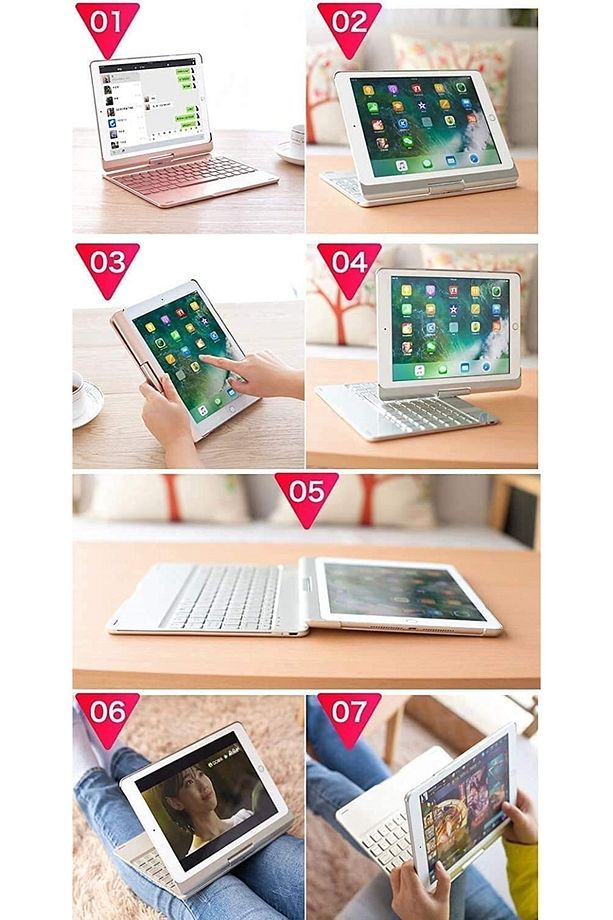 Ipad Air 5 Nesil M1 Çipli 10.9 Uyumlu Klavyeli Kılıf Mag Touch Pad Standlı Ayarlanabilir Bluetooth - 5