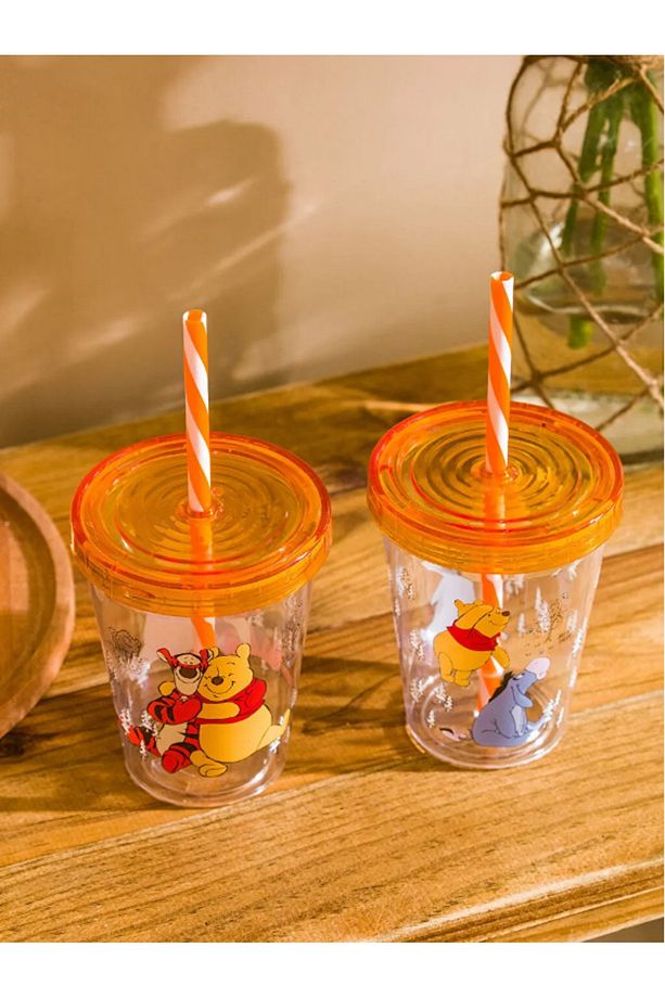 Winnie The Pooh Baskılı Pipetli Bardak 2'li 450 Ml - 2