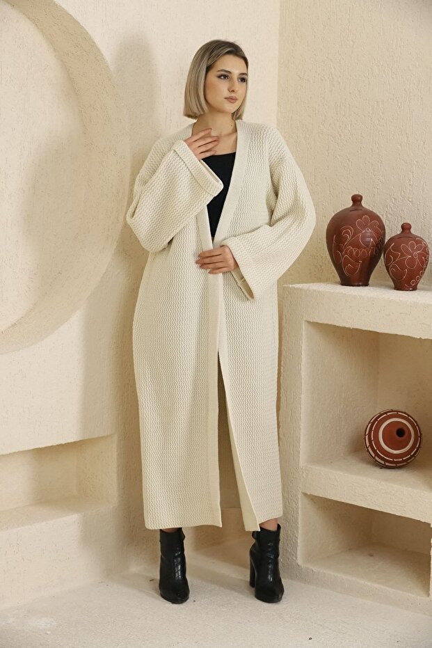 Oversize Örme Uzun Triko Hırka - 7