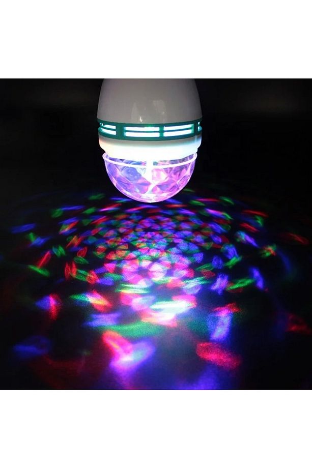 Renkli Led Döner Başlıklı Disko Topu Ampül Gece Lambası 3 Watt Fiş Aparatlı Renkli Disco Ampül - 1