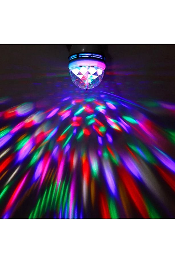 Renkli Led Döner Başlıklı Disko Topu Ampül Gece Lambası 3 Watt Fiş Aparatlı Renkli Disco Ampül - 5