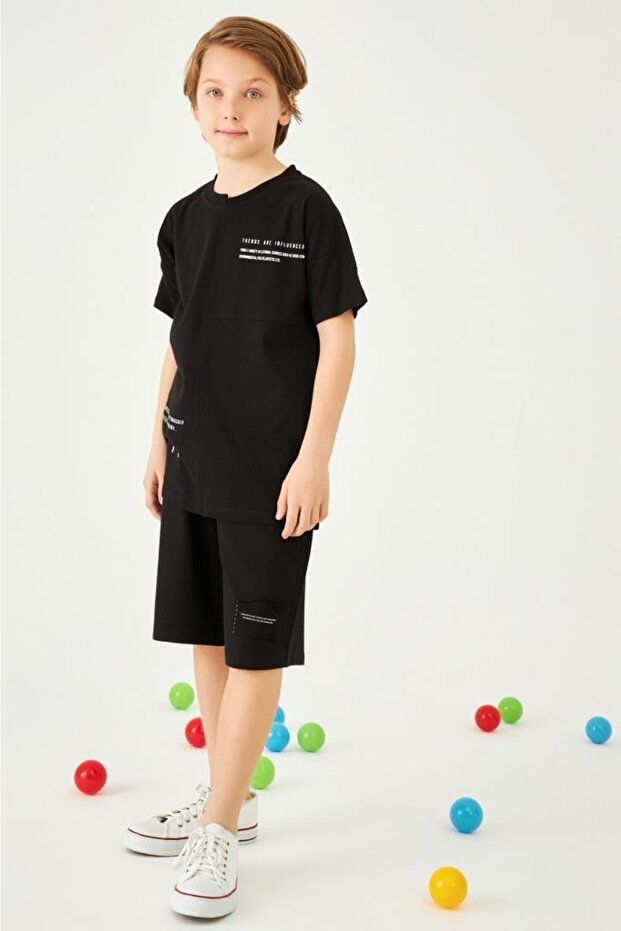 Asimetrik Basic Erkek Çocuk Şortlu Takım - 1