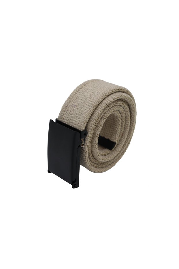 Unisex Tactical Men's Women's Kerm-beige Sport Denim Canvas Cloth Belt with Black Buckle