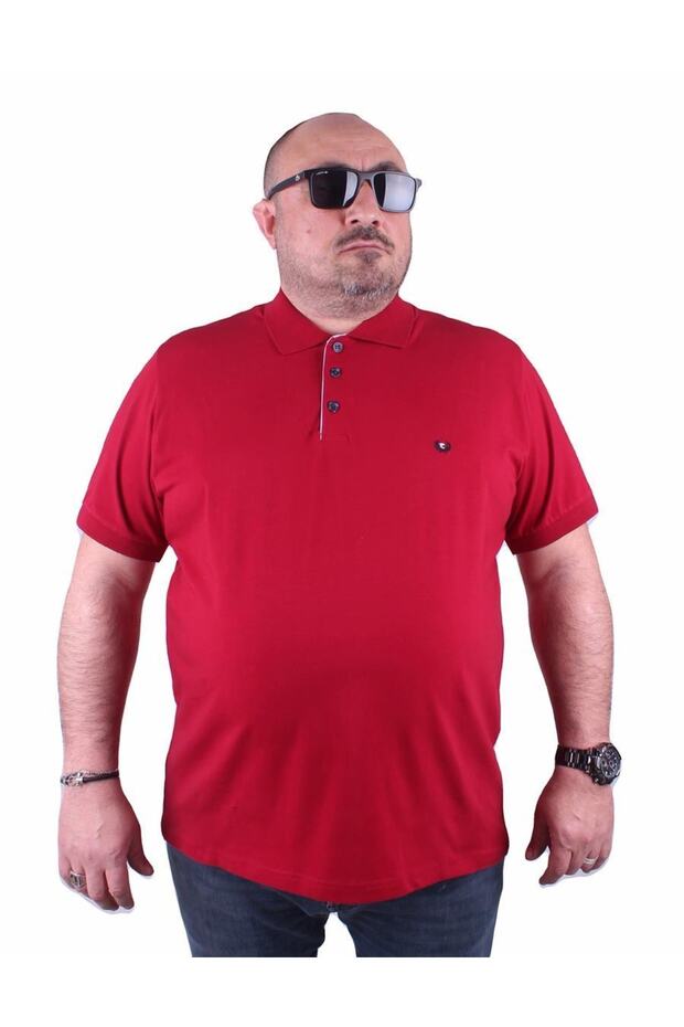 Large Size Men's Polo T-Shirt Classic 23403 Claret Red
