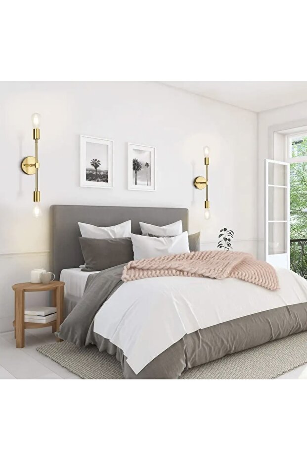 Eskitme Gold Sarı Modern Duvar Aplik Şık Görsellik Katar - 2