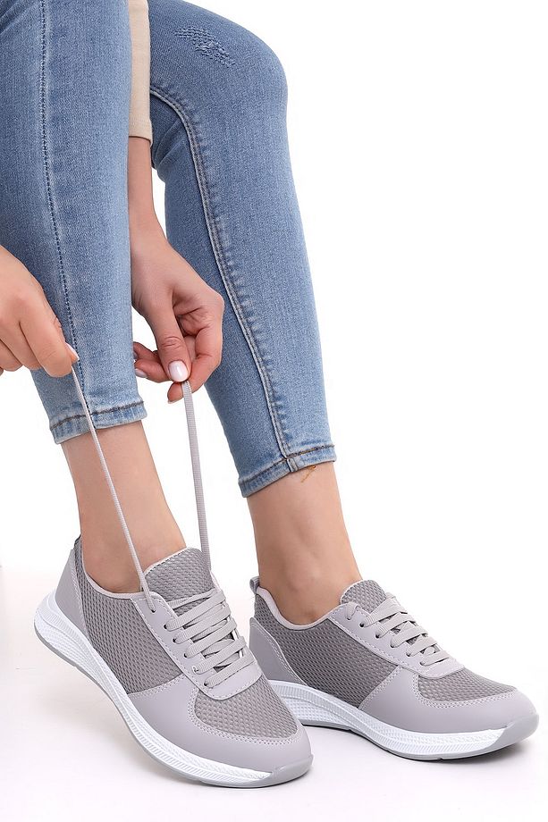 F3 Kalın Taban Günlük Kadın Fileli Yazlık Sneaker Spor Ayakkabı - 3