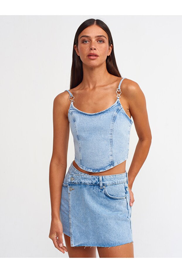 70826 Kar Yıkama Şort Etek-mavi - 3