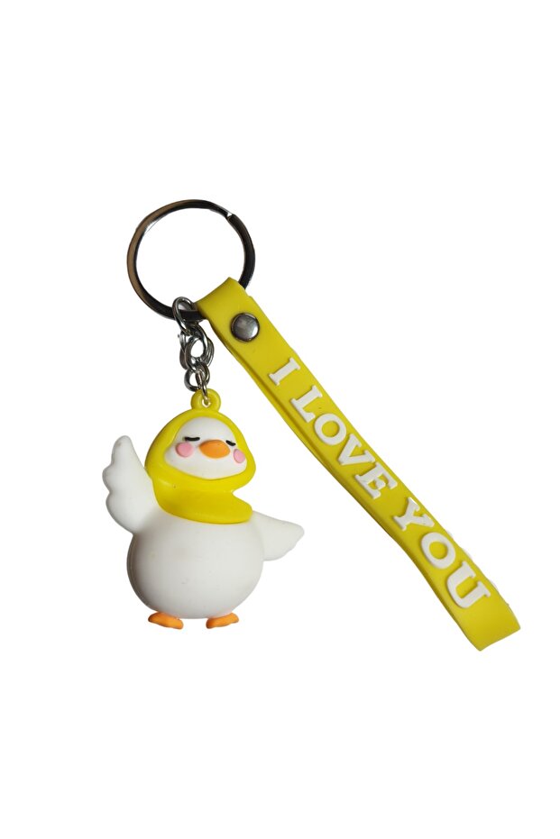 Keychain with Mother Duck and I Love You Figure - 5cm